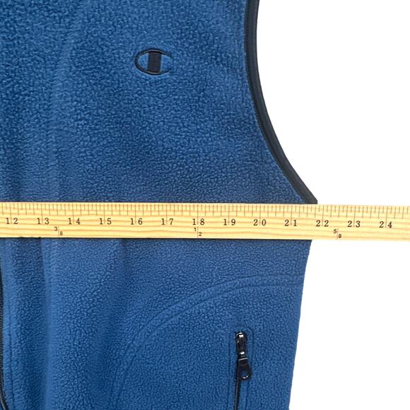 VTG Champion Fleece Vest Mens Sm Blue Full Zip Sporty Athleisure Ski 90s Street - Picture 10 of 12